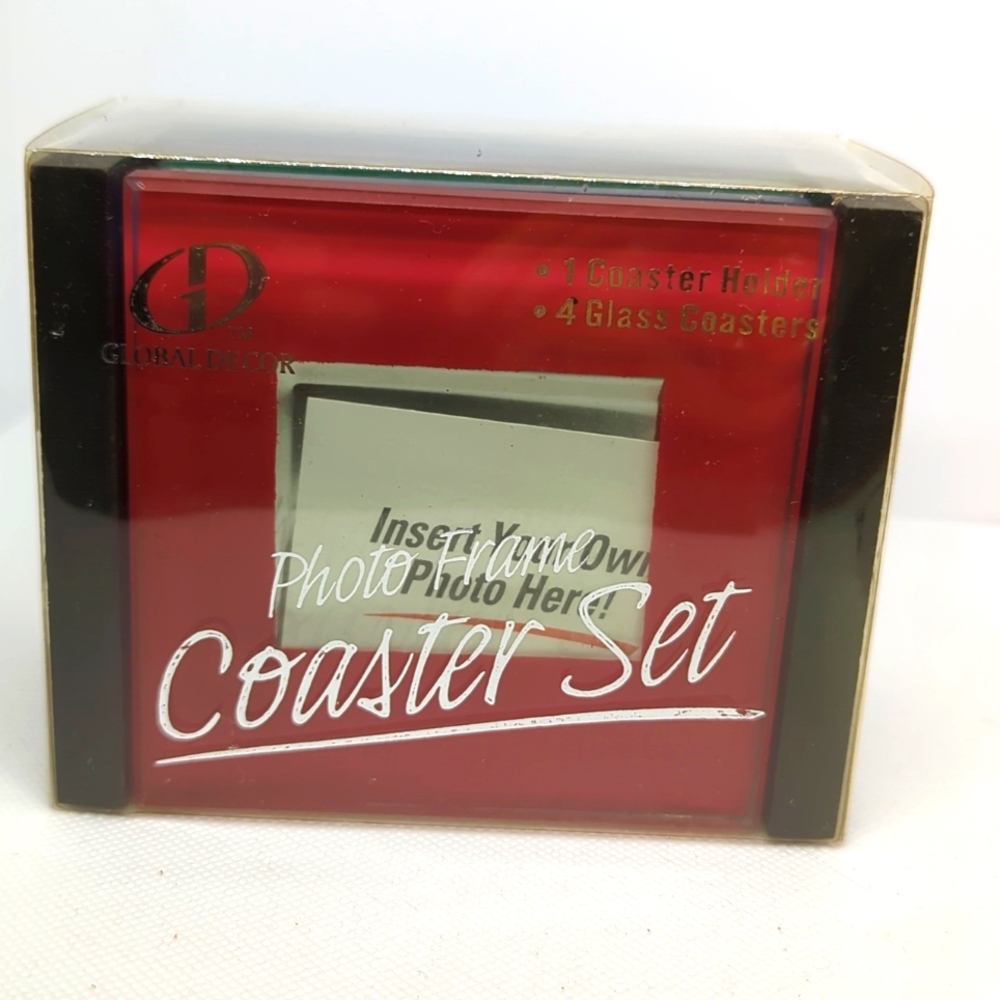 🖼️Glass Photo Frame Coaster Set 5 Pieces New with Tags
